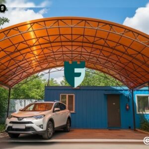 Арочный навес с сотовым поликарбонатом 7х6 м фото