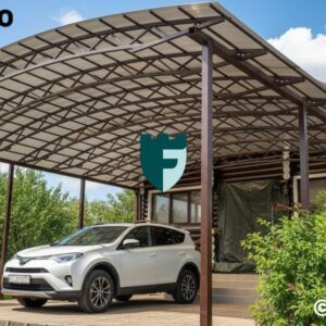 Арочный навес из сотового поликарбоната 8х10 м фото