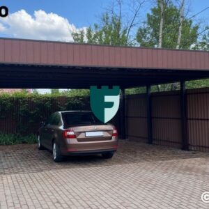 naves0161-photo-02 Навес хайтек из профлиста для автомобиля 8.83х7.7 м фото