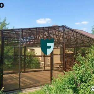 Односкатный навес для бассейна с зашивкой боковых стен из монолитного поликарбоната 6х6 м фото