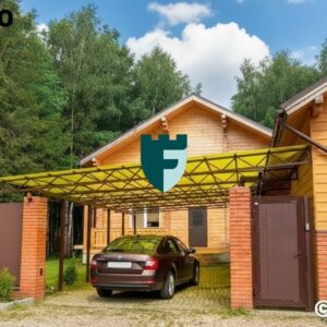 Односкатный навес с сотовым поликарбонатом 6х10 м фото