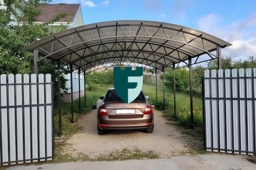 Навес для машины с кровлей из поликарбоната 3х6 м фото