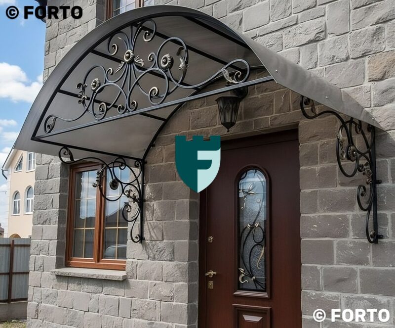 Стальной козырек из сотового поликарбоната 1х3 м фото