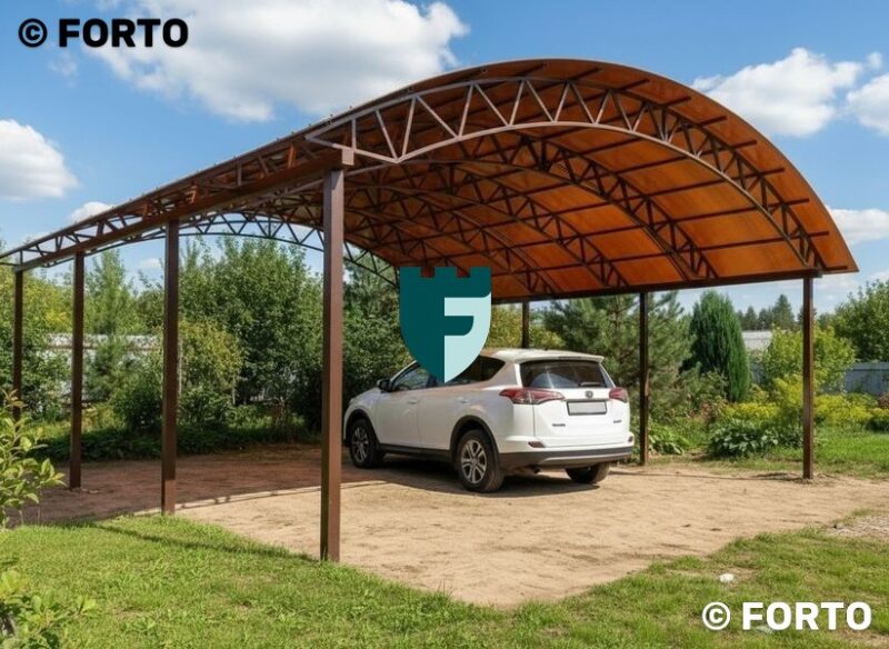 Металлический арочный навес для более трех машин 4х6 м фото