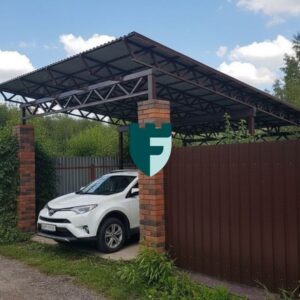 Односкатный навес с крышей из профнастила 3х6 м фото
