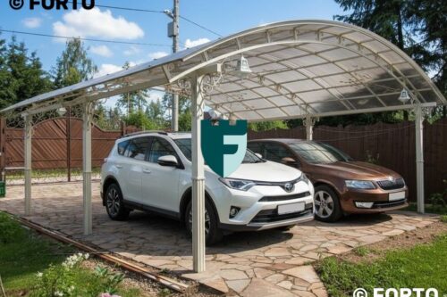 Навес с ковкой для двух авто 4х6 м фото