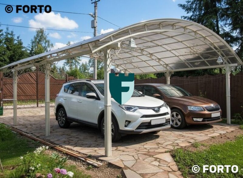 Навес с ковкой для двух авто 4х6 м фото