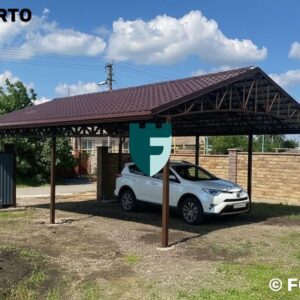 naves0735-photo-01 Двухскатный навес из металлочерепицы для одной машины 6х8 м фото
