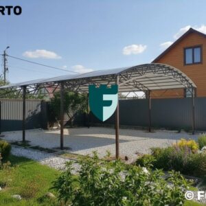 Навес из поликарбоната для дачи с восьмью столбами 6х8 м фото