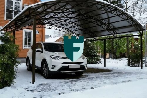 Навес для двух машин с профнастилом 4х6 м фото
