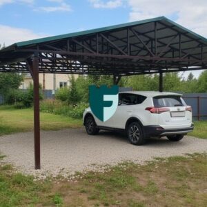 naves0814-photo-02 Большой навес из профнастила зеленого цвета 4х6 м фото