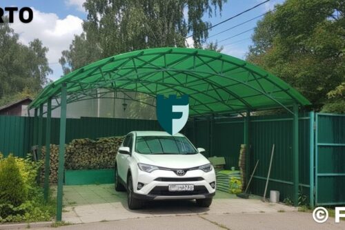 Стальной навес для машины с крышей из поликарбоната 4х6 м фото