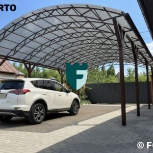 Стальной навес для машины с поликарбонатом арочной формы 6х10 м фото