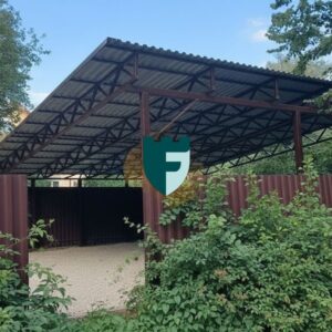 Навес с профлистом на односкатной крыше 6х10 м фото