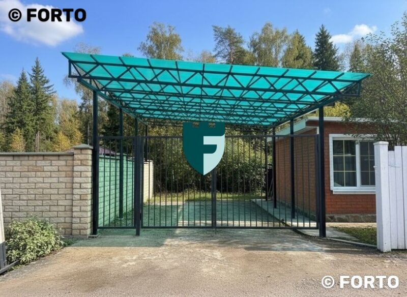 Стальной навес из поликарбоната 4х6 м фото