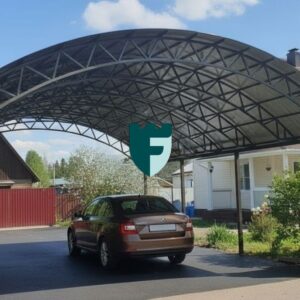 naves0981-photo-02 Металлический навес для загородного дома с арочной крышей 4х8 м фото