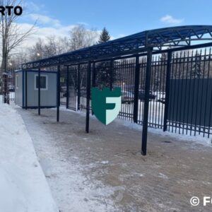 Навес с поликарбонатом синего цвета 3х10 м фото
