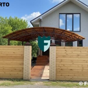 Стальной навес для загородного дома с крышей из поликарбоната 3х5 м фото