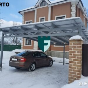 Односкатный балочный навес с монолитным поликарбонатом 7х6.2 м фото