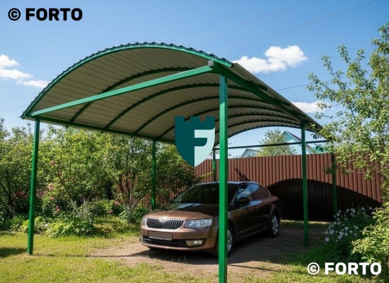 Балочный арочный навес с профлистом 3х5 м фото