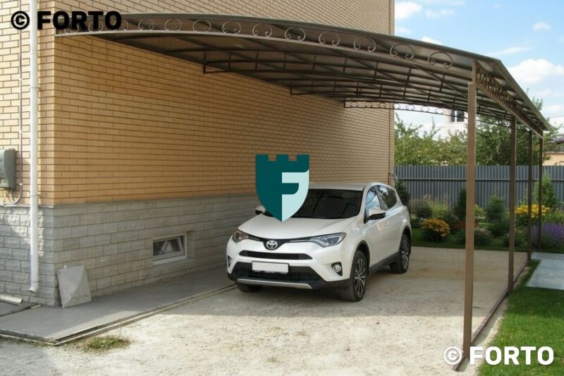 Навес от дома для машины 4х8 м фото