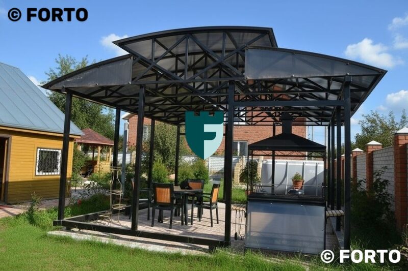Навес-беседка металлическая 5х7 м фото